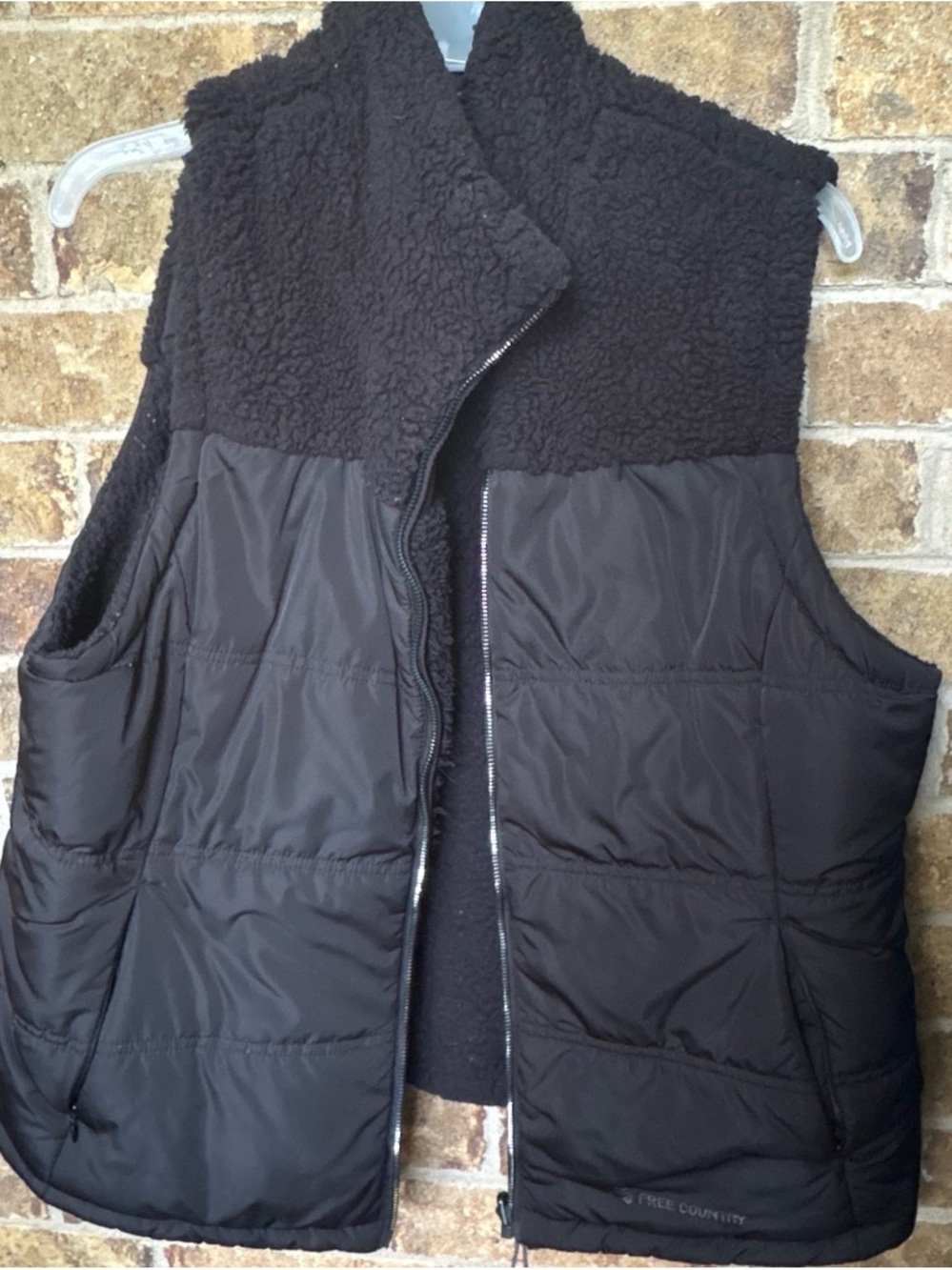 Free Country Black Quilted Puffer Vest with Embroidered Logo
